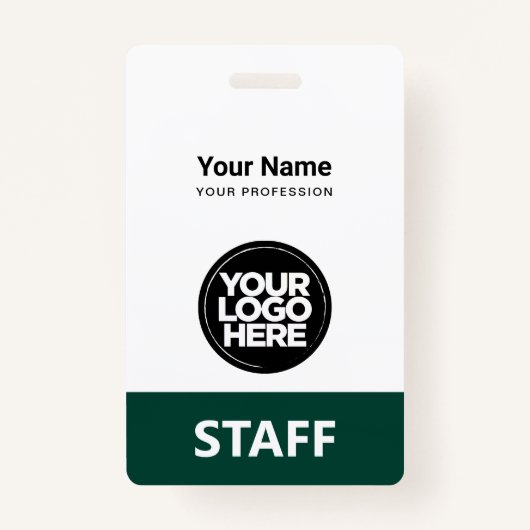 Dark Green Employee Name Business Logo Qr Code Ausweis (Vorderseite)