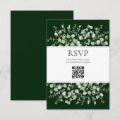 Dark Green Eucalyptus QR Code Wedding RSVP  Begleitkarte (Vorne/Hinten)
