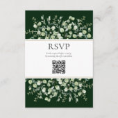 Dark Green Eucalyptus QR Code Wedding RSVP  Begleitkarte (Vorderseite)