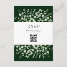 Dark Green Eucalyptus QR Code Wedding RSVP