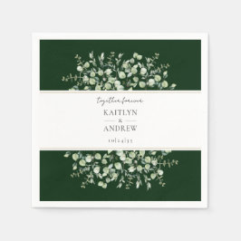 Dark Green Eucalyptus Together Forever Wedding  Serviette