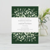 Dark Green Eucalyptus Wedding Einladung (Stehend Vorderseite)
