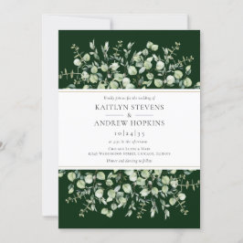 Dark Green Eucalyptus Wedding Einladung