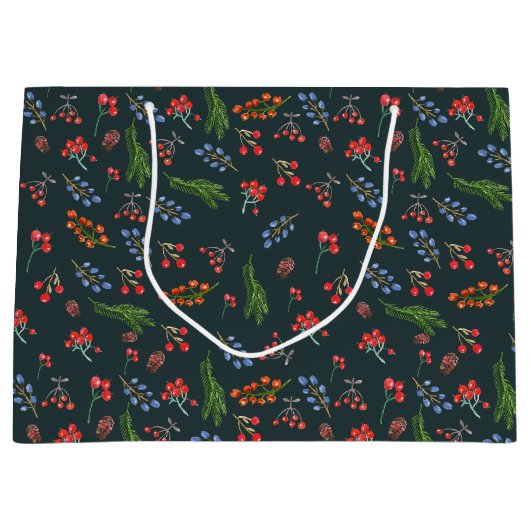Dark Green Evergreen Elegance Weihnachten Große Geschenktüte (Vorderseite)
