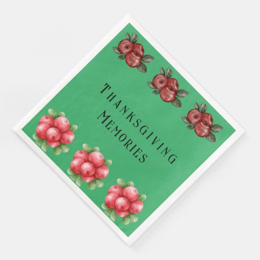 Dark Green Fall Themed Erntedanks Serviette (Ecke)