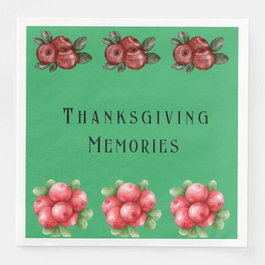 Dark Green Fall Themed Erntedanks Serviette (Vorderseite)