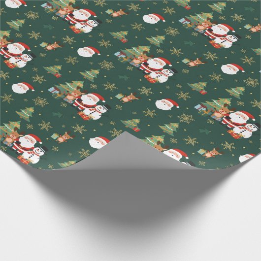 Dark Green Festive Pattern Gift Wrapping Paper Geschenkpapier (Ecke)