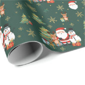 Dark Green Festive Pattern Gift Wrapping Paper Geschenkpapier (Rolleneckpunkt)