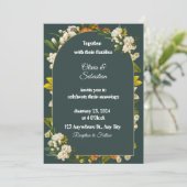 Dark Green Floral Arch Wedding Invitation Einladung (Stehend Vorderseite)