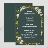 Dark Green Floral Arch Wedding Invitation Einladung (Vorne/Hinten)