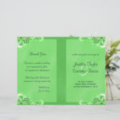 Dark Green Floral Bi Fold Wedding Program (Stehend Vorderseite)