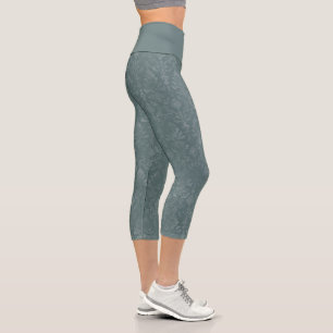 Dark Green Floral Damask Muster - Leggings