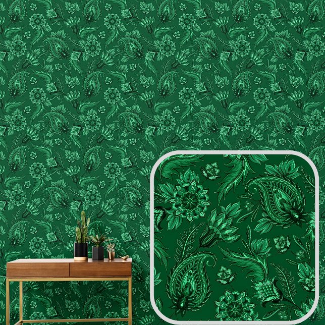 Dark Green Floral Paisley Elegant Tapete (Von Creator hochgeladen)
