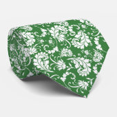 Dark Green Floral Pattern Custom Necktie Krawatte (Gerollt)
