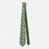 Dark Green Floral Pattern Custom Necktie Krawatte (Vorderseite)