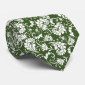 Dark Green Floral Pattern Custom Necktie Krawatte (Gerollt)