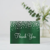 Dark Green Foil Diamond Confetti Vielen Dank Postkarte (Stehend Vorderseite)