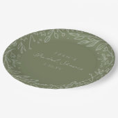 Dark Green Garden Floral Brautparty Pappteller (Schrägansicht)