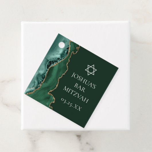 Dark Green Gold Agate Bar Mitzvah Party Geschenkanhänger (Beispiel)