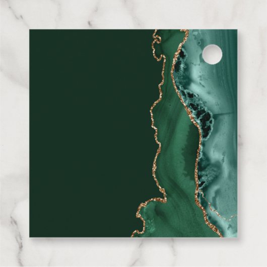 Dark Green Gold Agate Bar Mitzvah Party Geschenkanhänger (Rückseite)