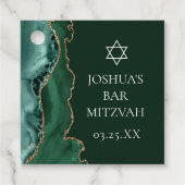 Dark Green Gold Agate Bar Mitzvah Party Geschenkanhänger (Vorderseite)