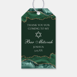 Dark Green Gold Agate Bar Mitzvah Party Geschenkanhänger