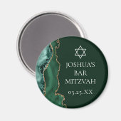 Dark Green Gold Agate Bar Mitzvah Party Magnet (Vorderseite/Rückseite)