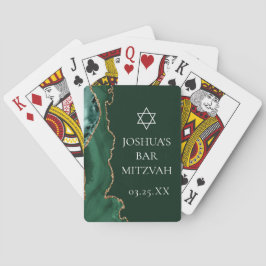 Dark Green Gold Agate Bar Mitzvah Party Spielkarten