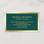 Dark Green Gold Dumbell Fitness Personal Trainer Visitenkarte (Rückseite)
