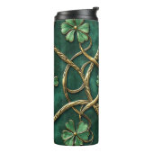 DARK GREEN & GOLD IRISH KNOTEN UND KLEEBLÄTTER THERMOSBECHER (Nach links gedreht)