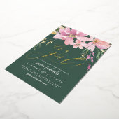 Dark Green & Gold ist eine Girl Floral Baby Dusche Folieneinladung (Gedreht)