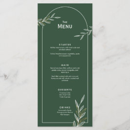 Dark Green Gold Leaf Wedding Event Menu Karte Kart