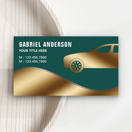 Dark Green Gold Luxe Mietwagen Chauffeur Visitenkarte