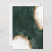 Dark Green & Gold Watercolor Wedding Einladung (Rückseite)