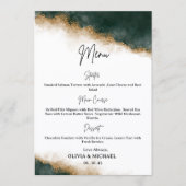 Dark Green & Gold Watercolor Wedding Menu Card Menükarte (Vorderseite)