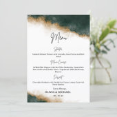 Dark Green & Gold Watercolor Wedding Menu Card Menükarte (Stehend Vorderseite)