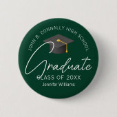Dark Green Graduate Custom 2025 Abschluss Button (Vorderseite)