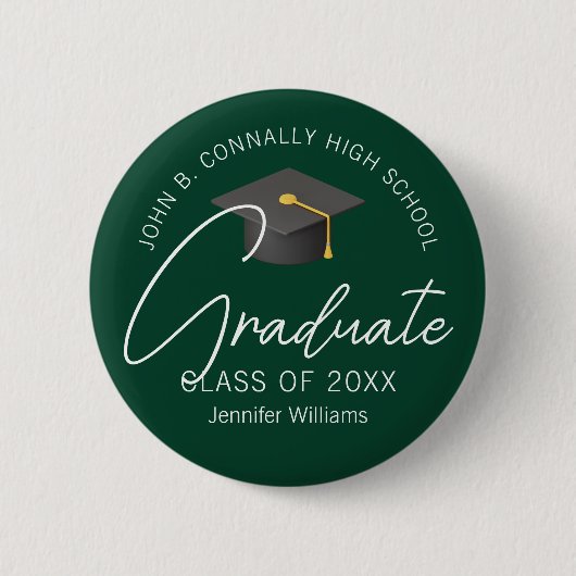 Dark Green Graduate Custom 2025 Abschluss Button (Vorderseite)
