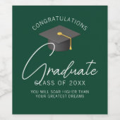 Dark Green Graduate Custom Graduate Party Weinetikett (Einzelnes Label)