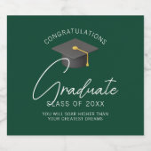 Dark Green Graduate Custom Graduation Party Bierflaschenetikett (Einzelnes Label)
