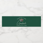 Dark Green Graduate Custom Graduation Party Wasserflaschenetikett (Einzelnes Label)