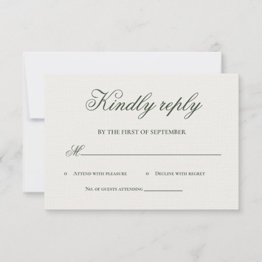 Dark Green Greenery Calligraphy RSVP Card Karte (Vorderseite)