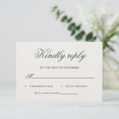 Dark Green Greenery Calligraphy RSVP Card Karte (Stehend Vorderseite)