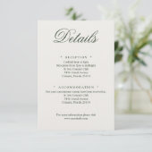 Dark Green Greenery Wedding Calligraphy Details Begleitkarte (Stehend Vorderseite)