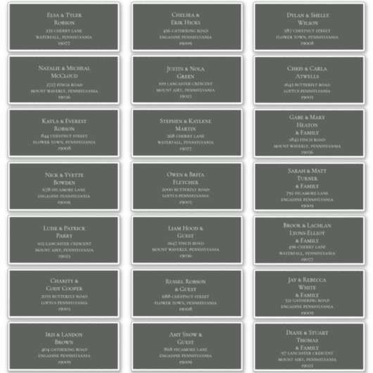 Dark Green Guest Address Labels (Vorderseite)