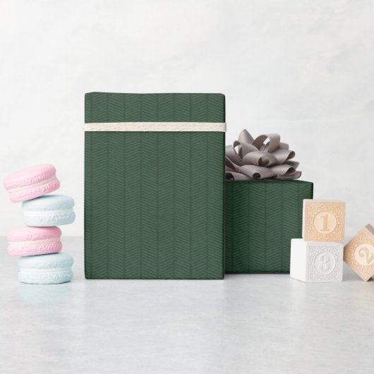 Dark Green Herringbone Muster Wrapping Paper Roll Geschenkpapier (Babyparty)