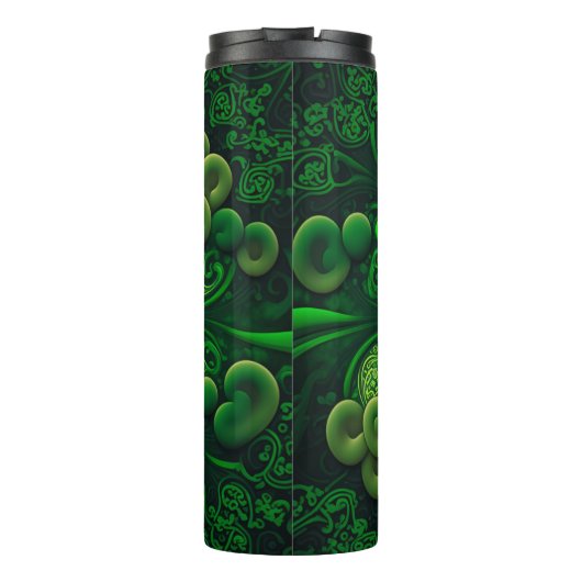 DARK GREEN INTRICATE IRISH CELTIC KLEEBLATTS THERMOSBECHER (Rückseite)