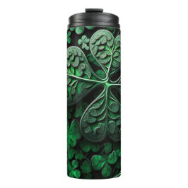 DARK GREEN INTRICATE IRISH CELTIC KLEEBLATTS THERMOSBECHER