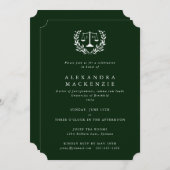 Dark Green JD Law Scales Laurel Wreath Abschluss Einladung (Vorne/Hinten)