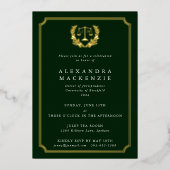 Dark Green JD Law School Graduation Party Folieneinladung (Vorderseite)